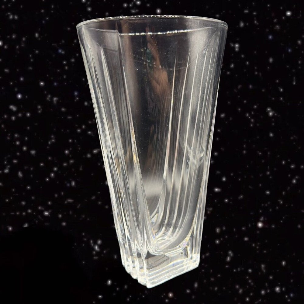 Riedel‎ Nachtmann Clear Vase Art Glass Hand In Germany Marked Vintage 9.5”T 5”W